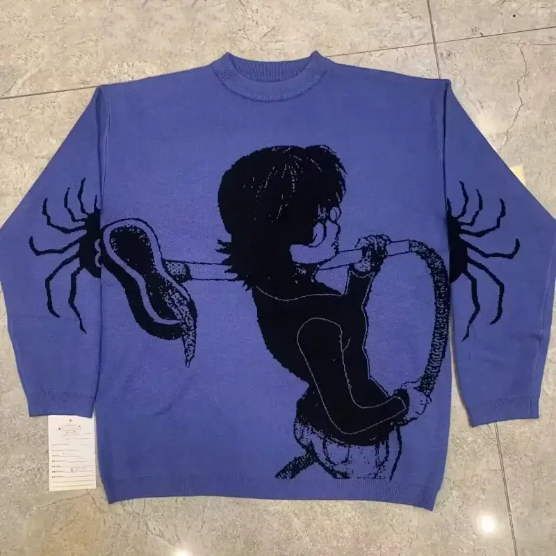 Stussy Blue Cartoon Spider Sweater