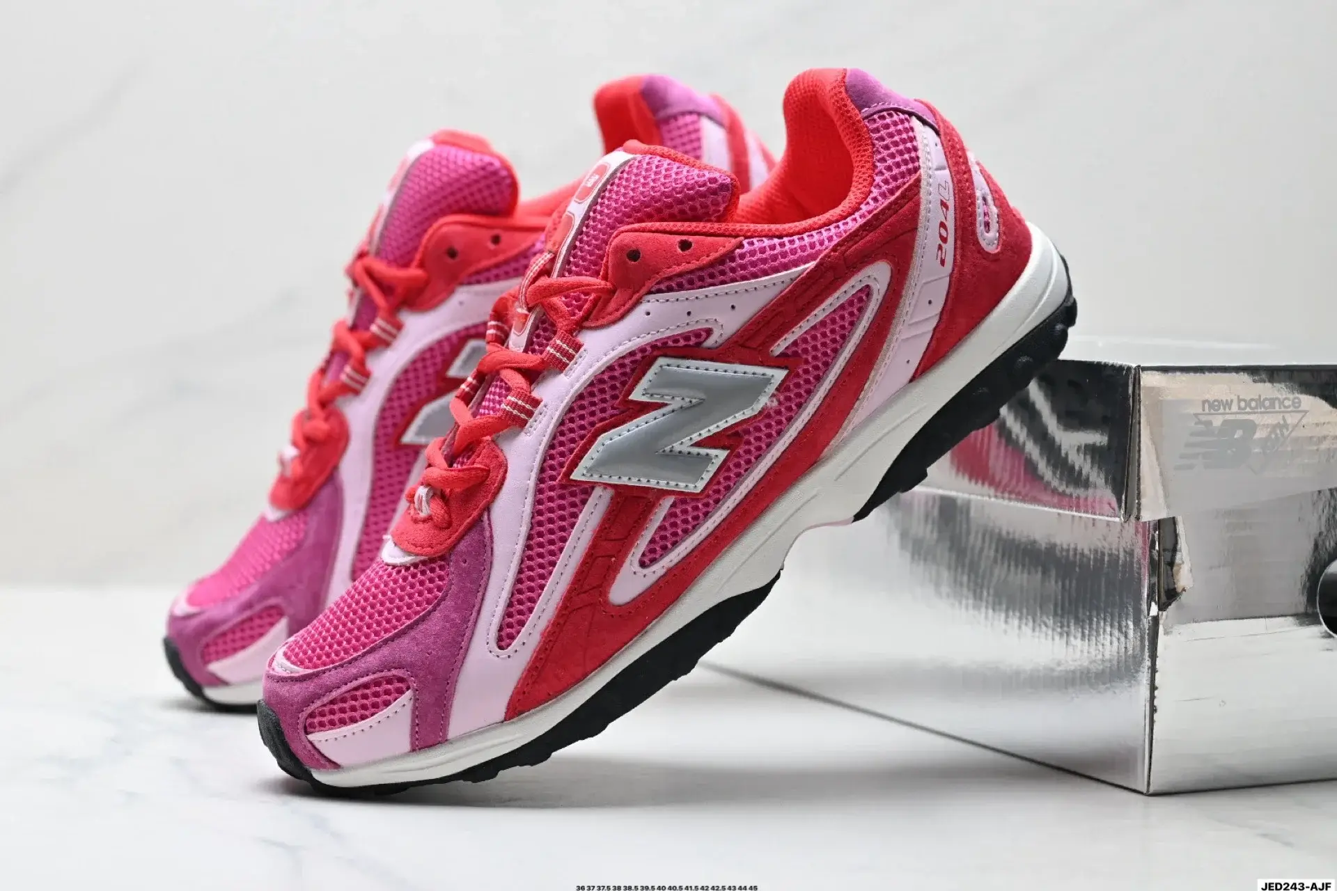 New Balance Pink & Red Mesh Athletic Shoes