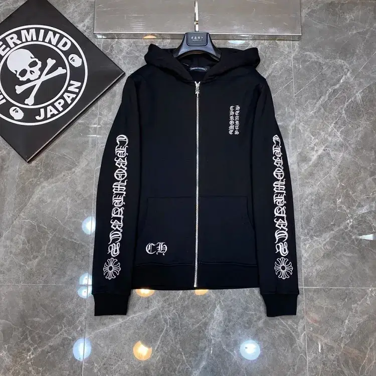 Chrome Hearts Zip Hoodie with Floral Logo