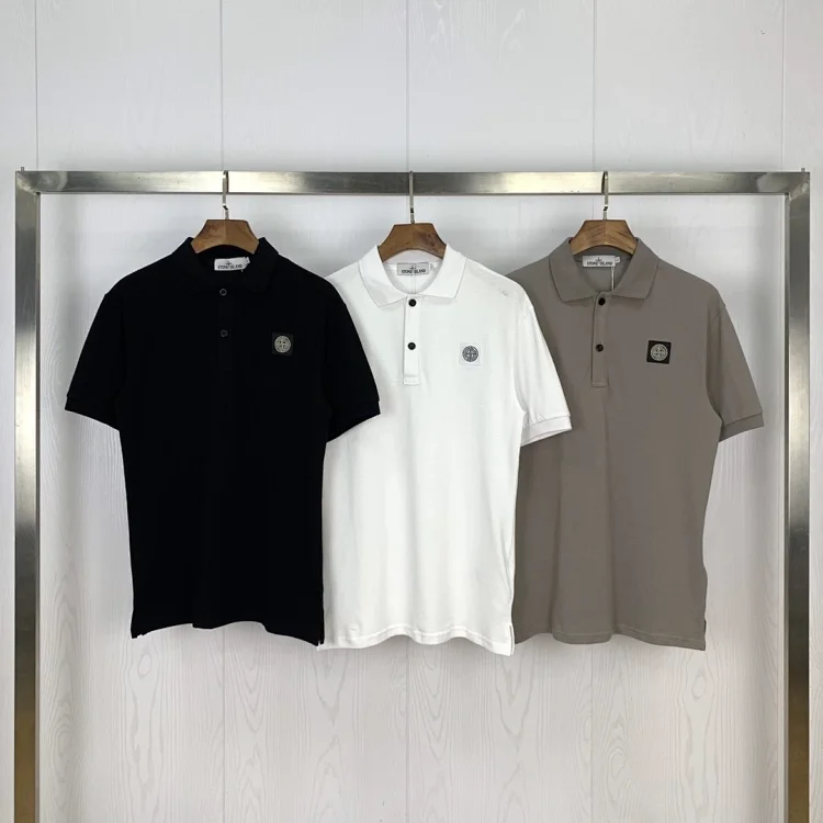 Stone Island Polo Collar Logo Patch T-Shirts