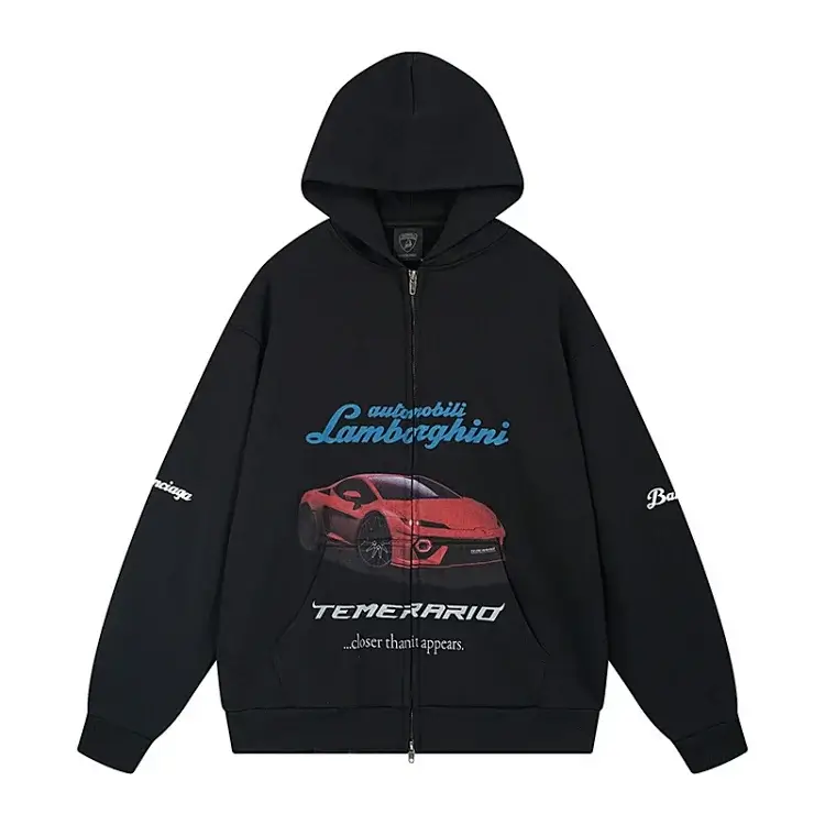 Lamborghini Zipper Hoodie with Car Print