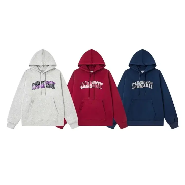 Carhartt Logo Hoodies (Gray, Burgundy, Navy)