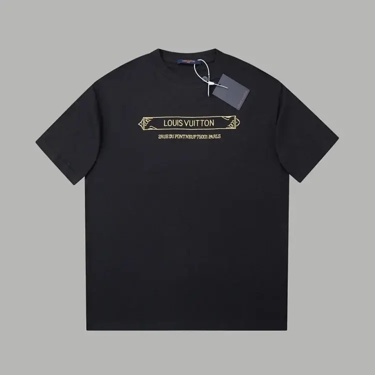 LOUIS VUITTON Black Gold Logo T-Shirt