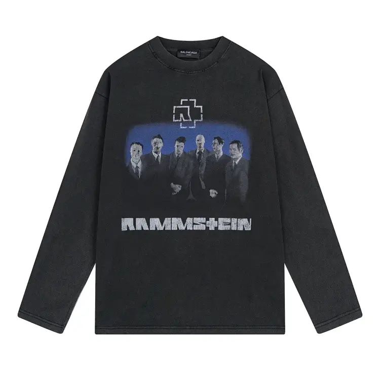BALENCIAGA Black Rammstein Graphic Wash Long Sleeve T-Shirt