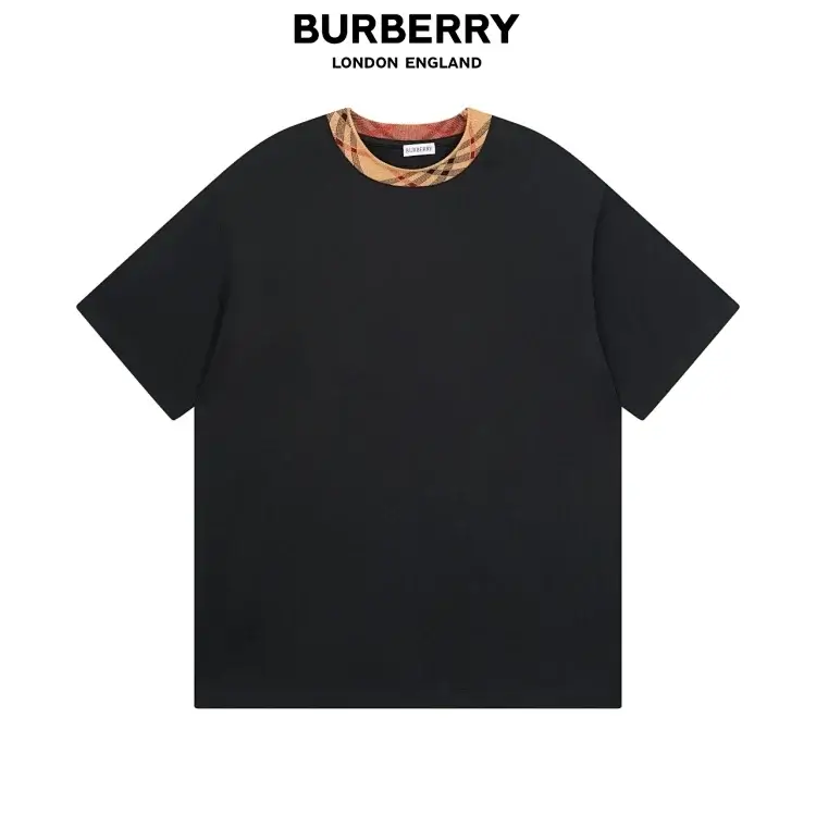 BURBERRY Black Checkered Collar T-Shirt