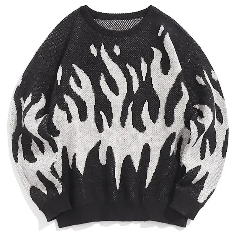 Stussy Black & White Flame Knit Sweater