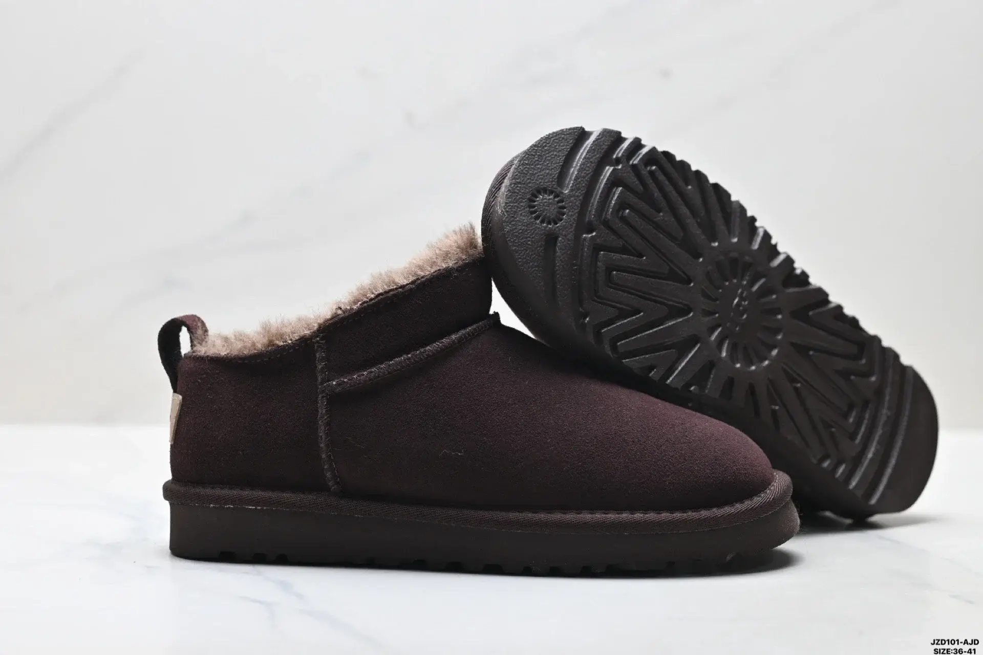 UGG Dark Brown Suede Fleece-Lined Ankle Boots