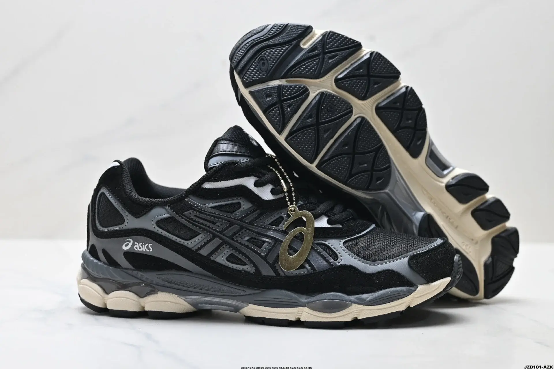 Asics Black Gray Beige Running Shoes