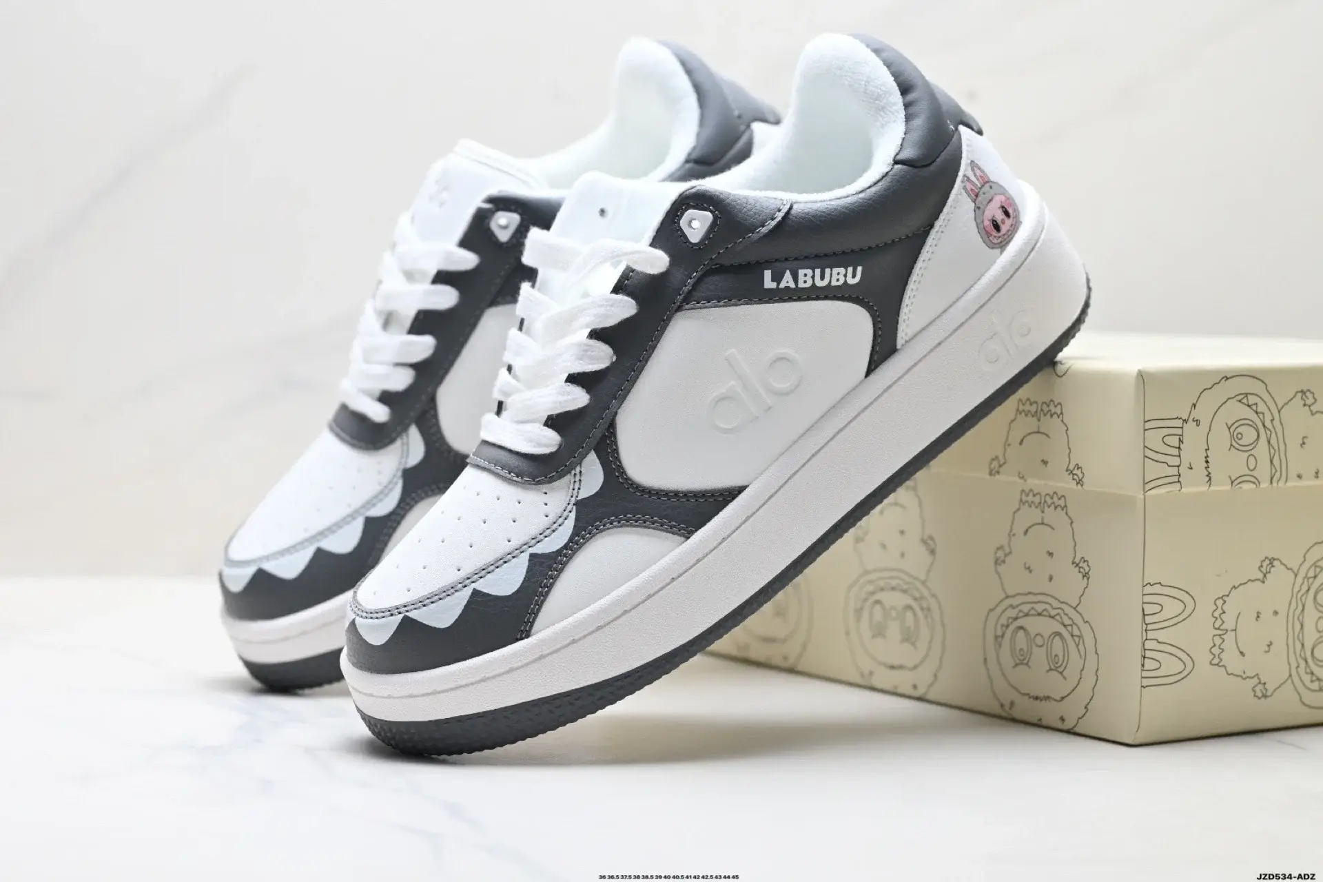 LABUBU Patterned White-Gray Sneakers