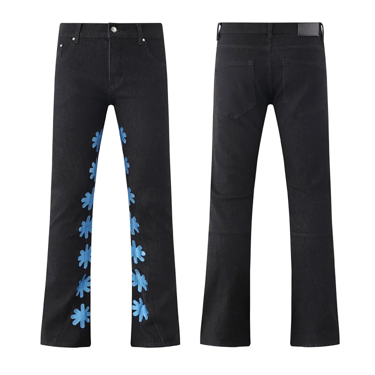 Dior Blue Floral Black Jeans