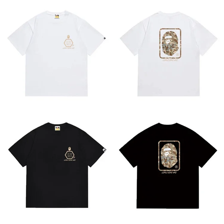 BAPE Hexagon Logo & Camo Ape Head T-Shirts (White/Black)