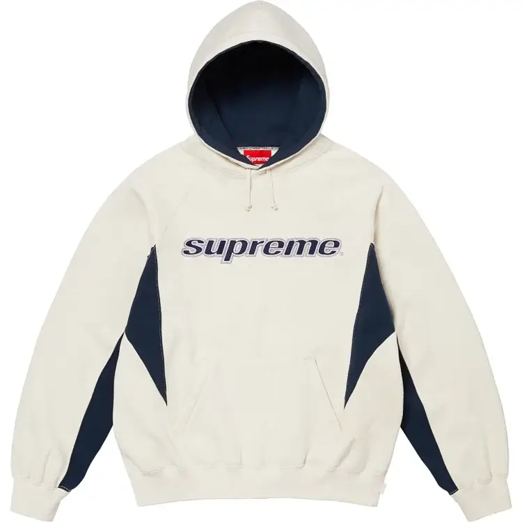 Supreme White & Navy Logo Hoodie