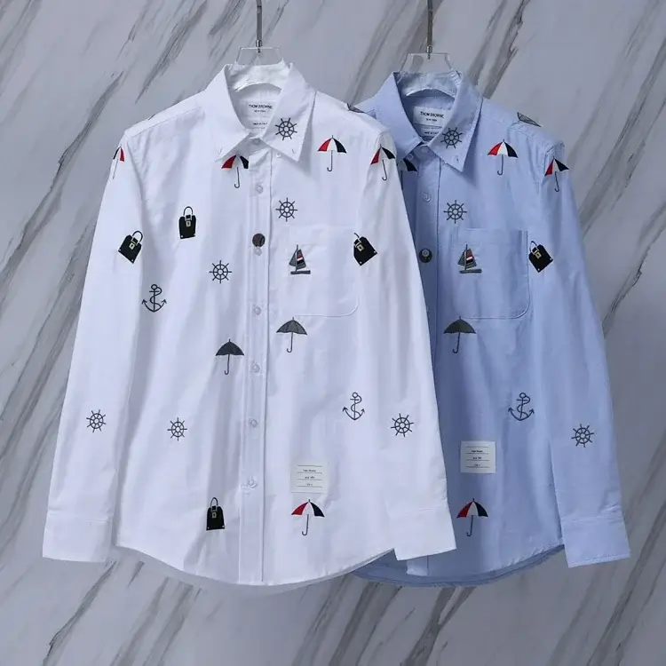Thom Browne Embroidered Sailboat Shirts