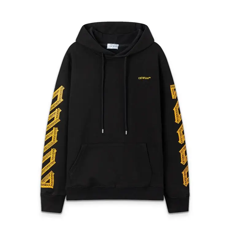 OFF-WHITE Black Hoodie Yellow Arrow Sleeve
