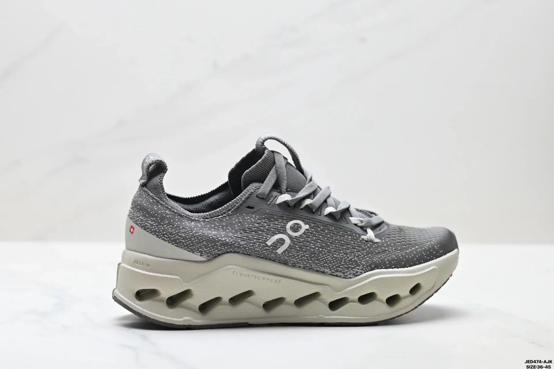 On Grey Knit Running Shoes