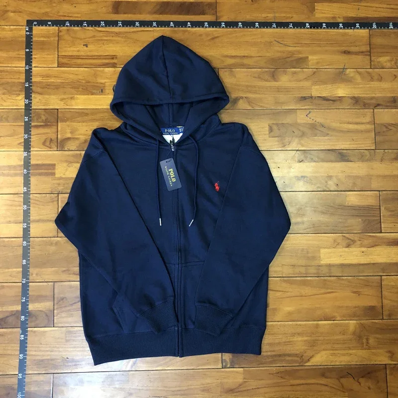 Polo Ralph Lauren  Navy Blue Hooded Full - Zip Sweatshirt with Red Pony Logo