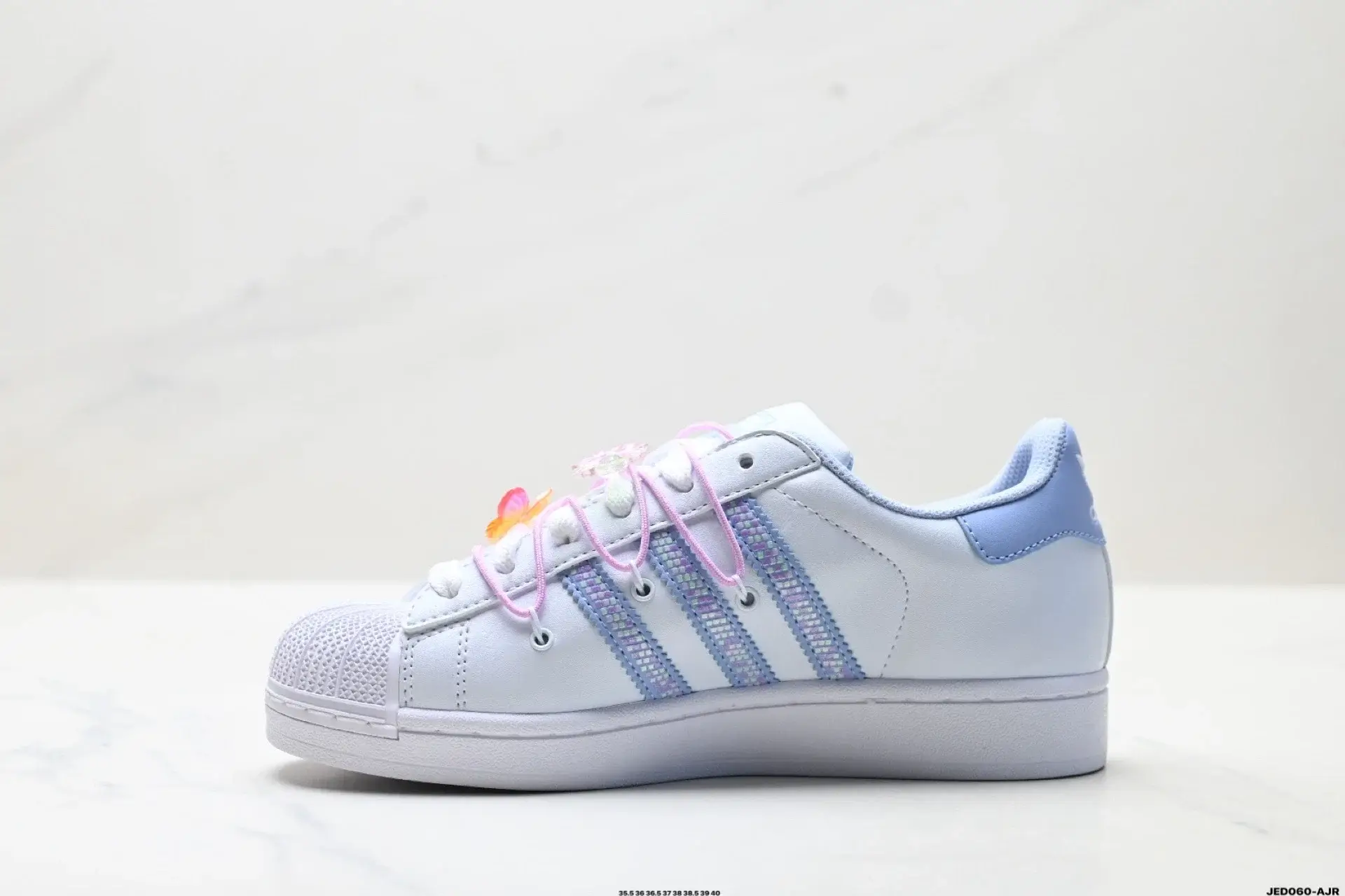 Adidas Superstar White & Light Blue with Charms