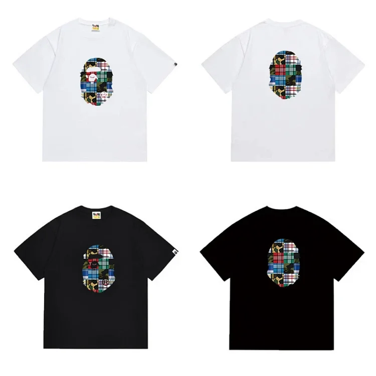 BAPE Plaid Ape Head T-Shirts (White & Black)