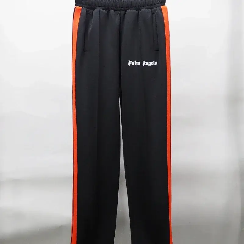 Palm Angels Black Track Pants Orange Stripe