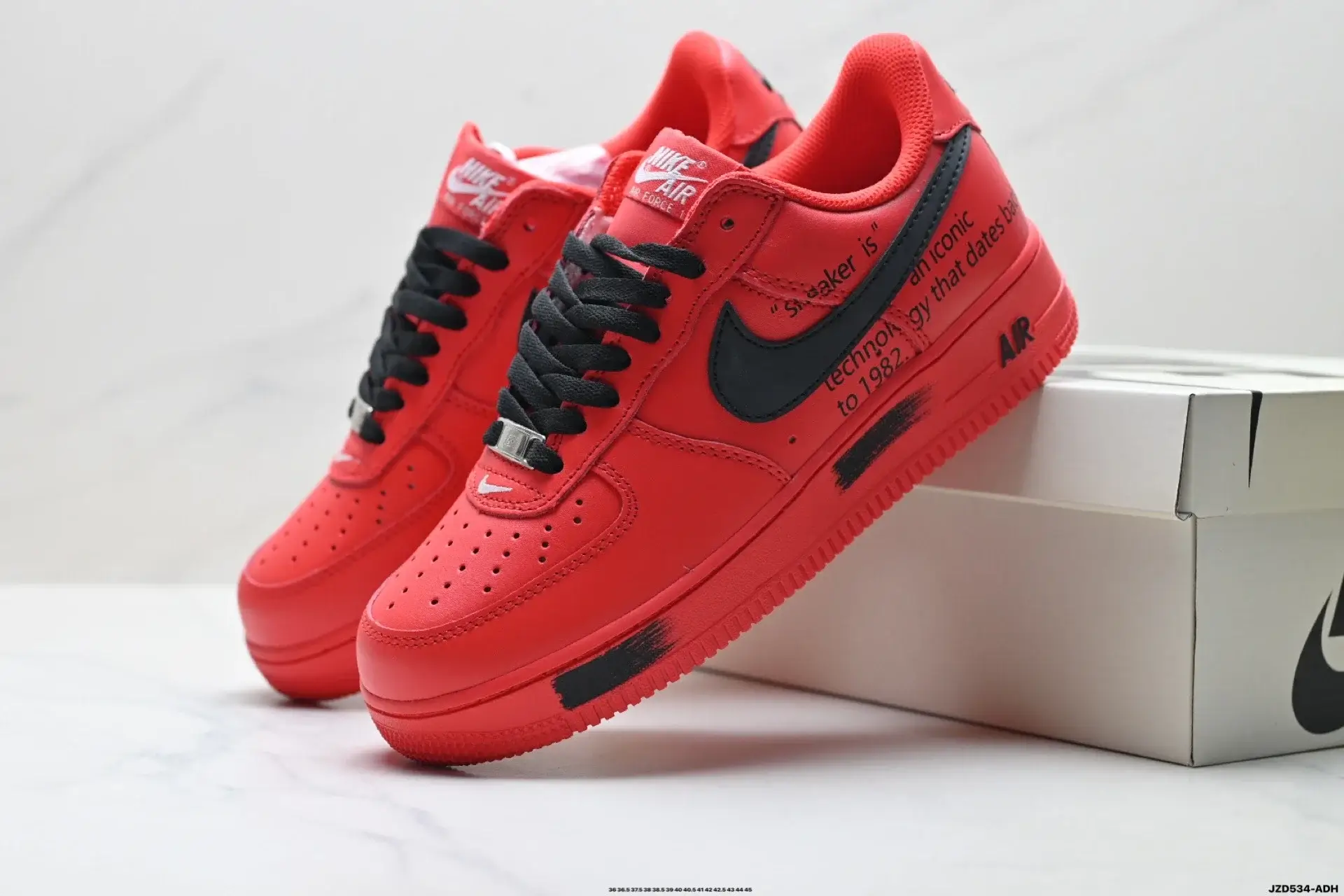 Nike Air Force 1 Red & Black Text Print