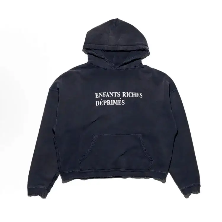 Enfants Riches Déprimés Black Distressed Logo Hoodie