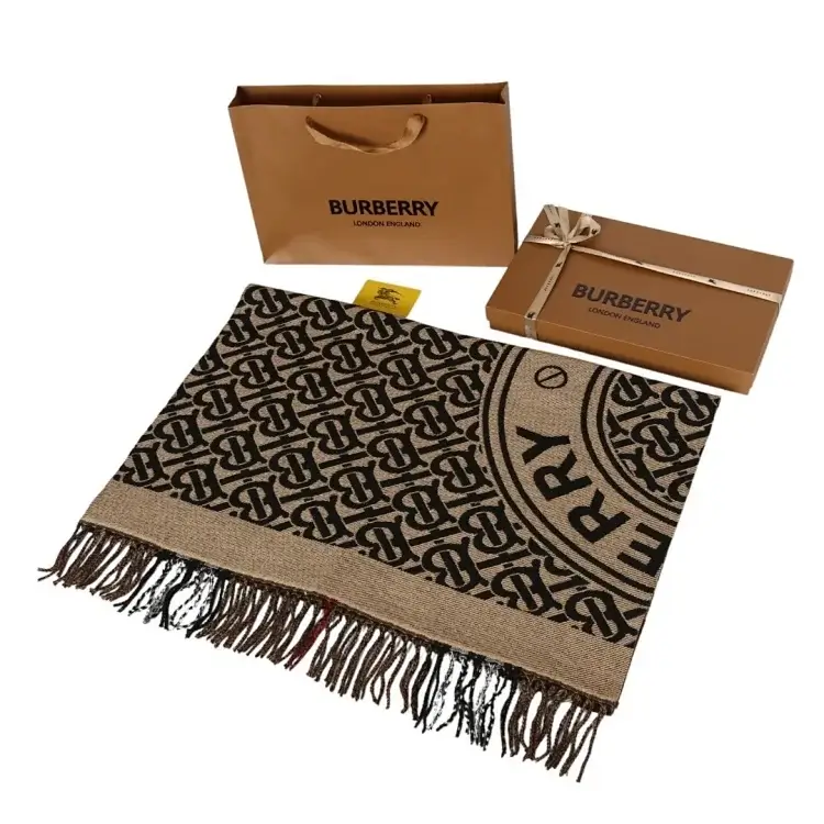 Burberry TB Monogram Fringe Scarf