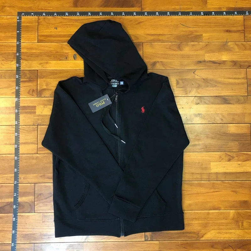 Polo Ralph Lauren Black Full - Zip Hoodie with Red Pony Logo