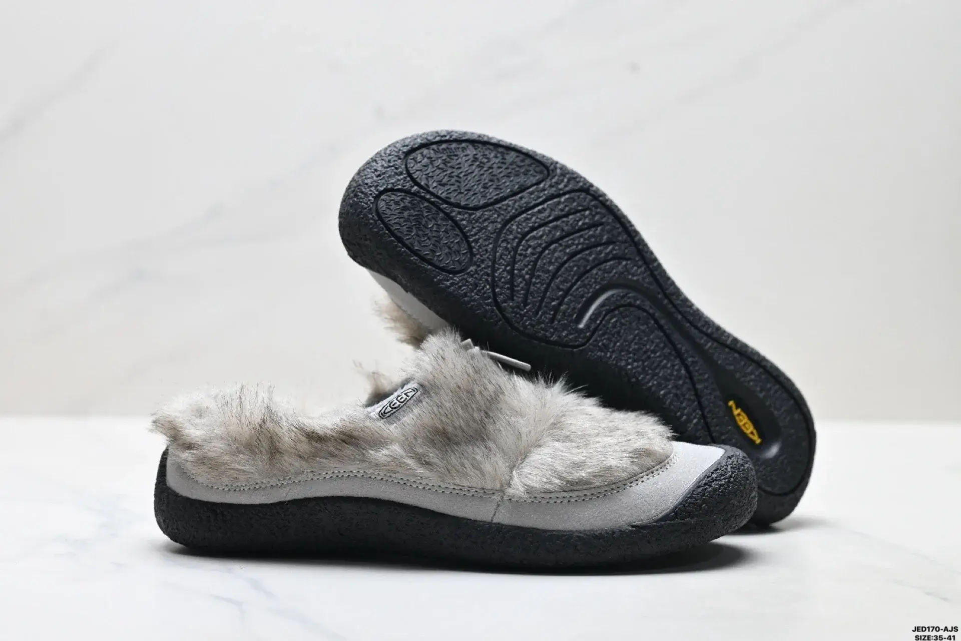 KEEN Gray Fur-Lined Slip-On Slipper
