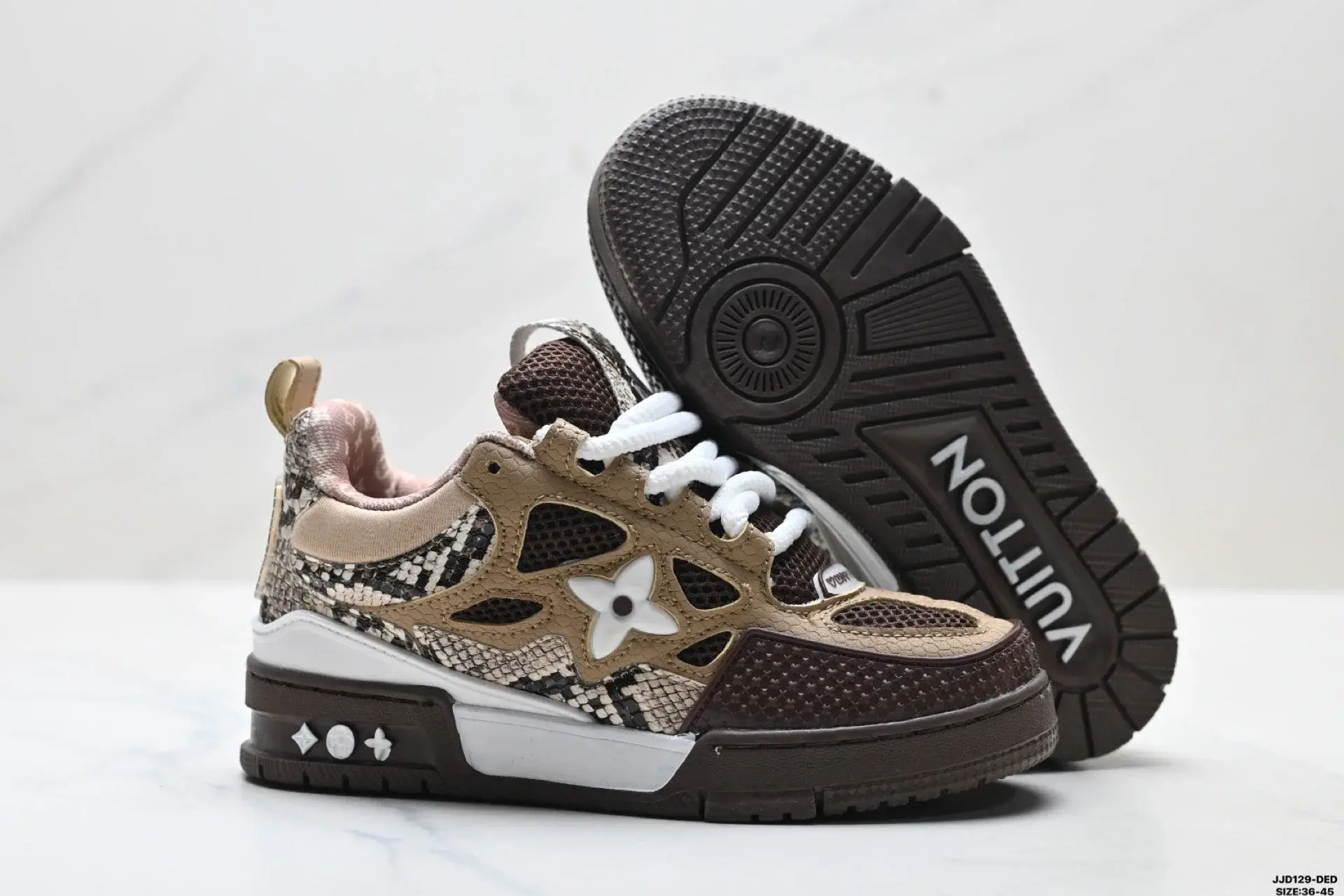 Louis Vuitton Snake-Print Floral Logo Sneakers