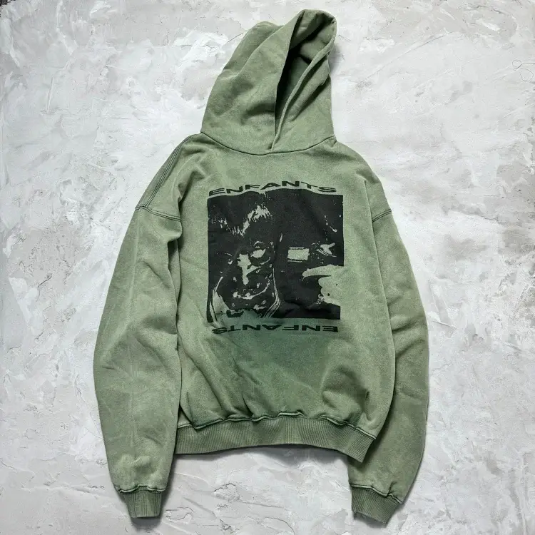 Enfants Green Hoodie with ENFENTS Back Print