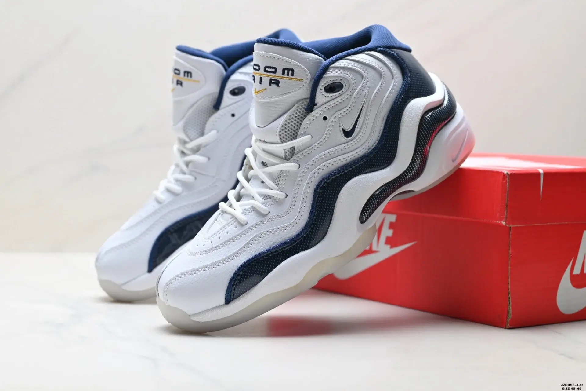 Nike White & Navy Zoom Air High-Tops