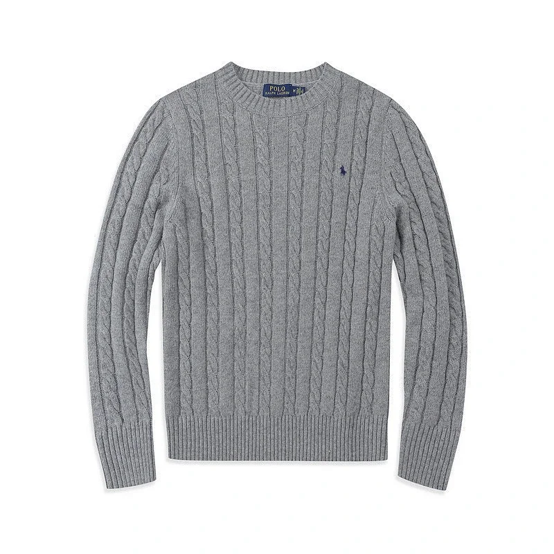 Polo Ralph Lauren  Gray Cable - Knit Crew - Neck Long - Sleeve Sweater