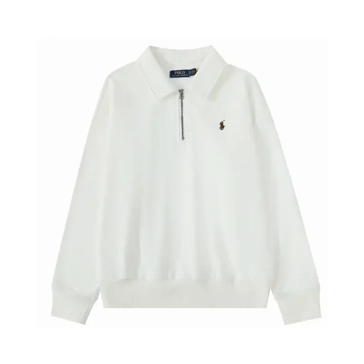 POLO White Half-Zip Polo Collar Sweatshirt