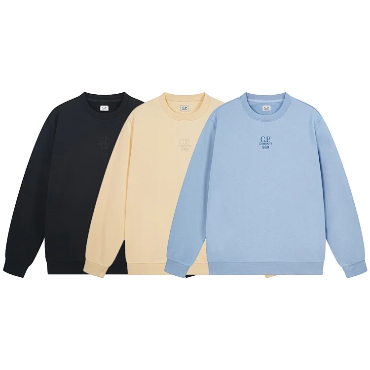 C.P. COMPANY Embroidered Logo Hoodies (Black, Beige, Light Blue)