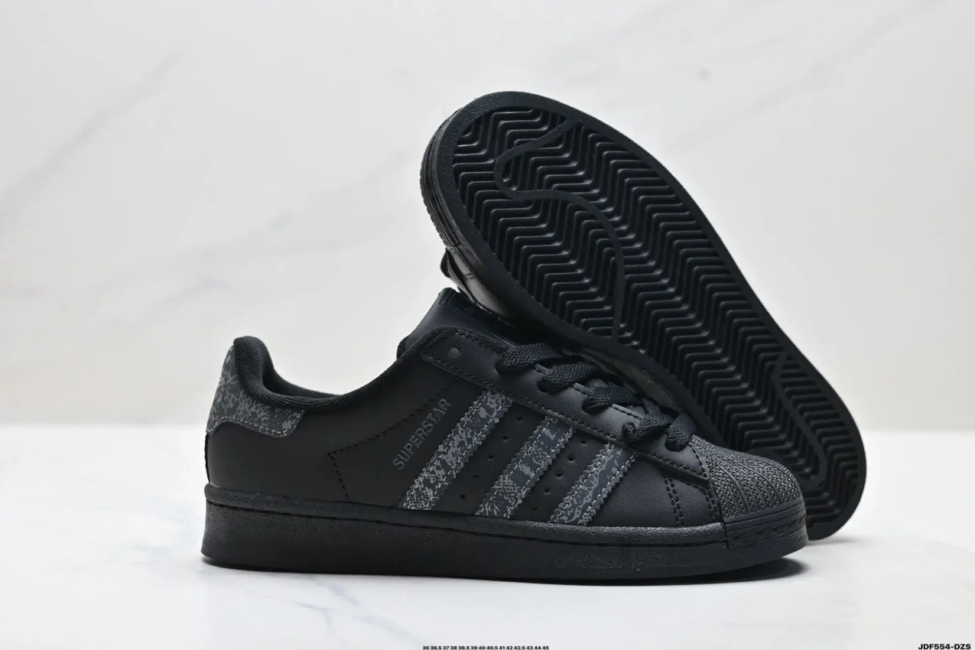Adidas Superstar Black Snakeskin Stripes