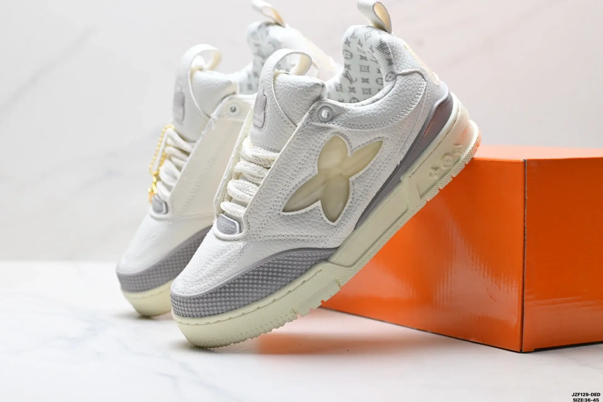 Louis Vuitton Textured Leather White Sneakers