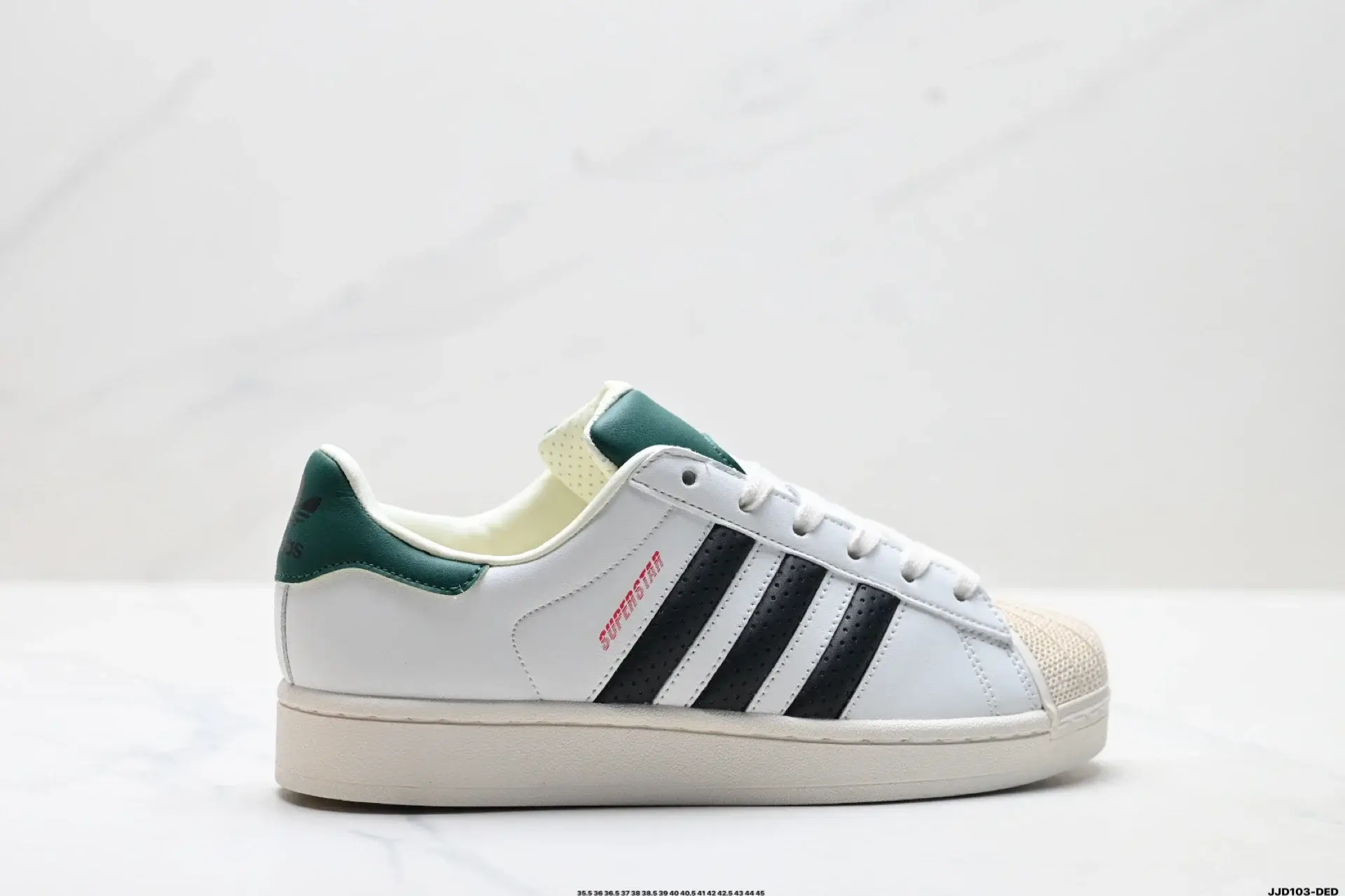 Adidas Superstar White Green Black Striped