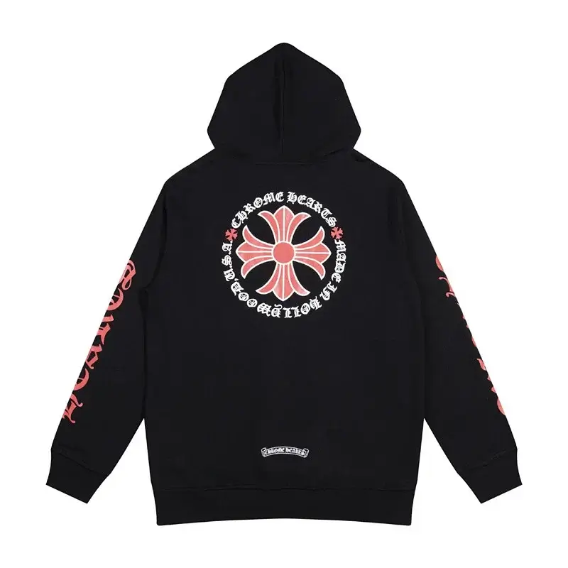 Chrome Hearts Black Hoodie Pink Cross
