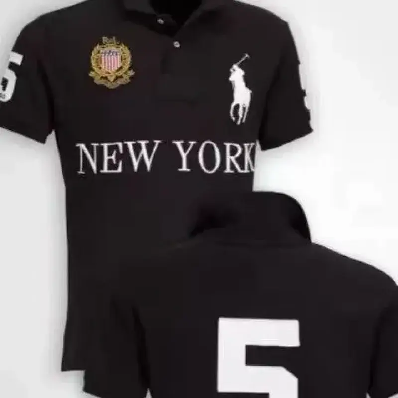 Polo Black Shirt: New York, Logo & No. 5