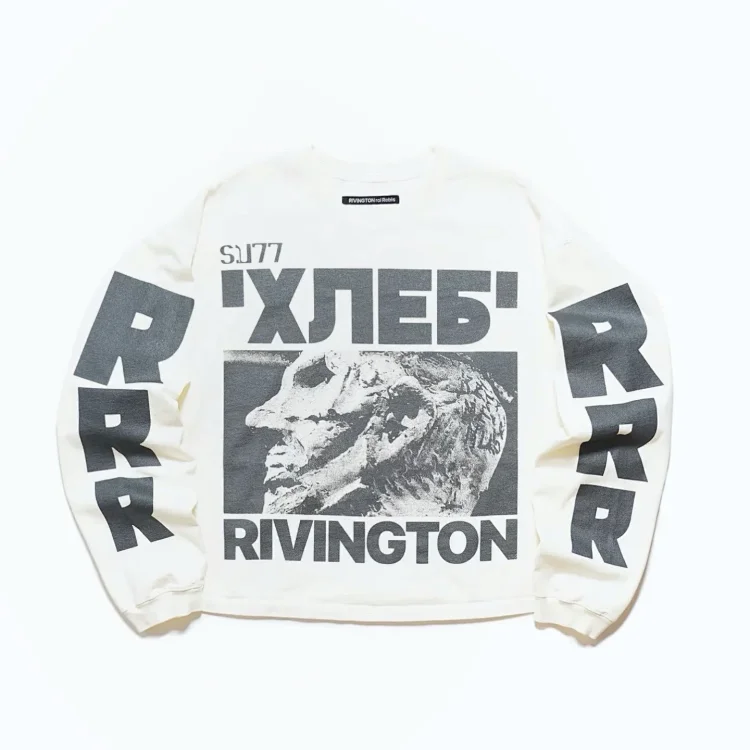 RIVINGTON White T-Shirt with RRR Sleeve Print & Sculpture Graphic