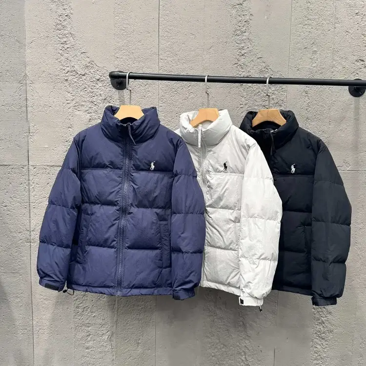 Polo Down-Filled Stand Collar Jacket - Navy/White/Black