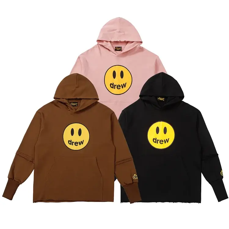 Drew Hoodies: Yellow Smile Logo (Pink/Brown/Black)