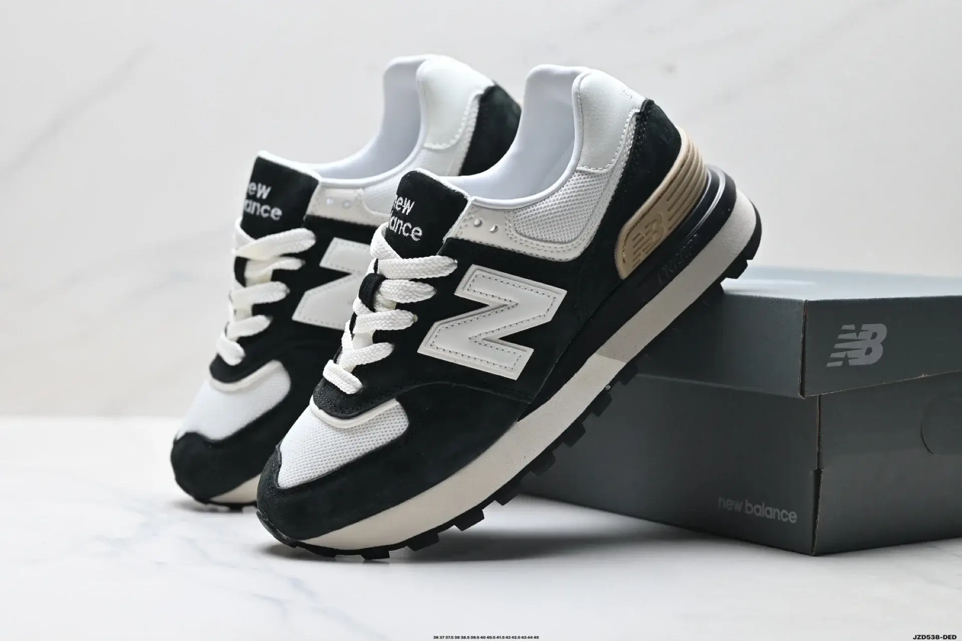 New Balance Retro N Logo Sneakers Black White Gold