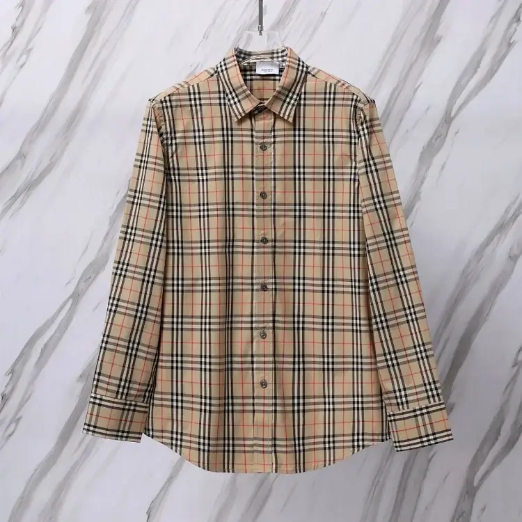 Burberry Beige Check Long-Sleeve Shirt