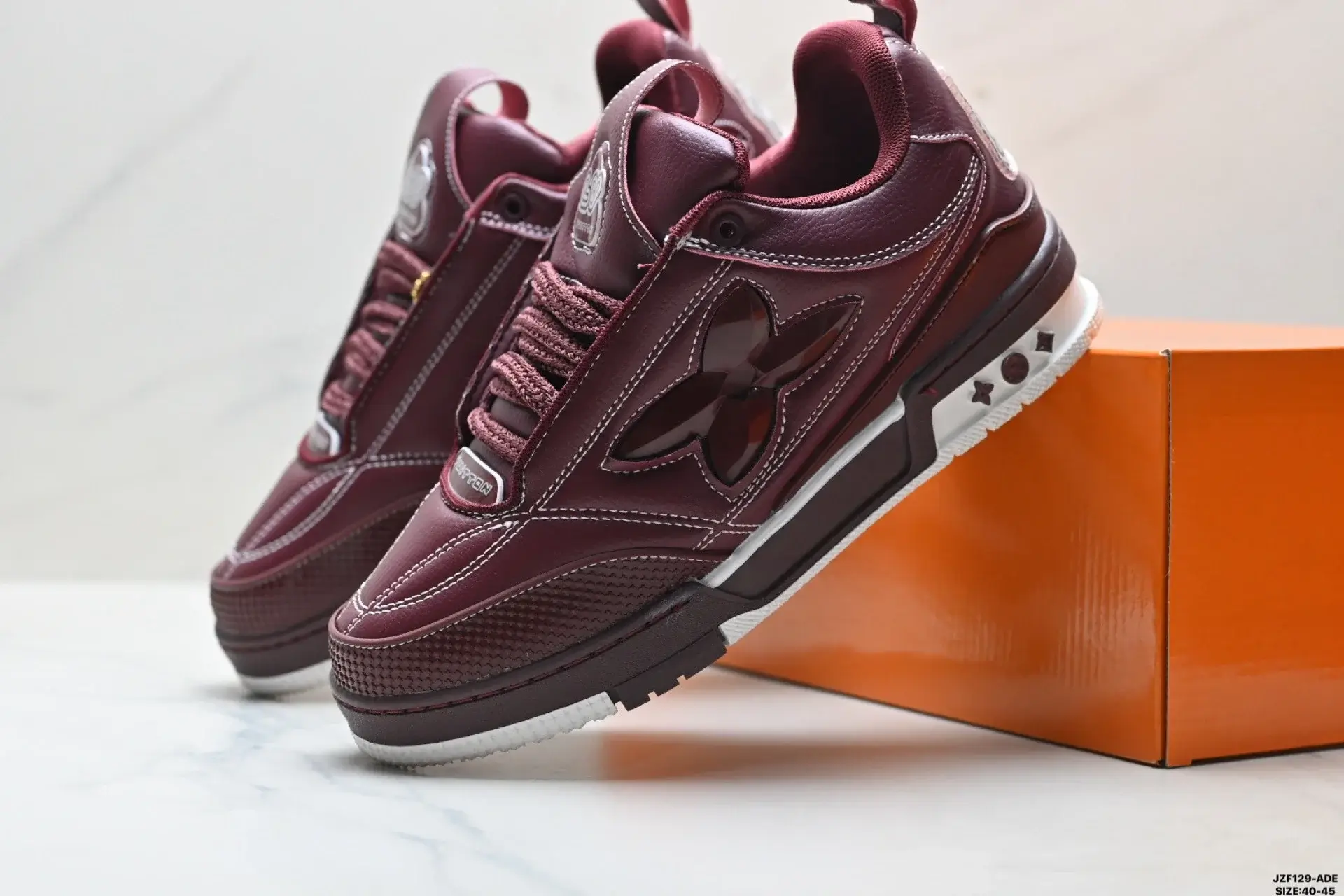 Louis Vuitton Floral Cut-Out Burgundy Sneakers