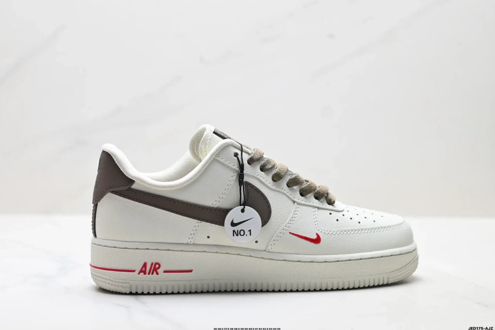 Nike Air Force 1 Low White Brown Red NO.1 Tag