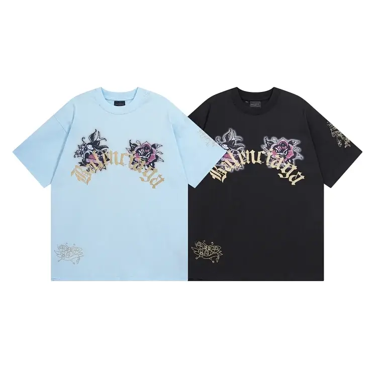 Balenciaga Rose Gothic Print T-Shirts