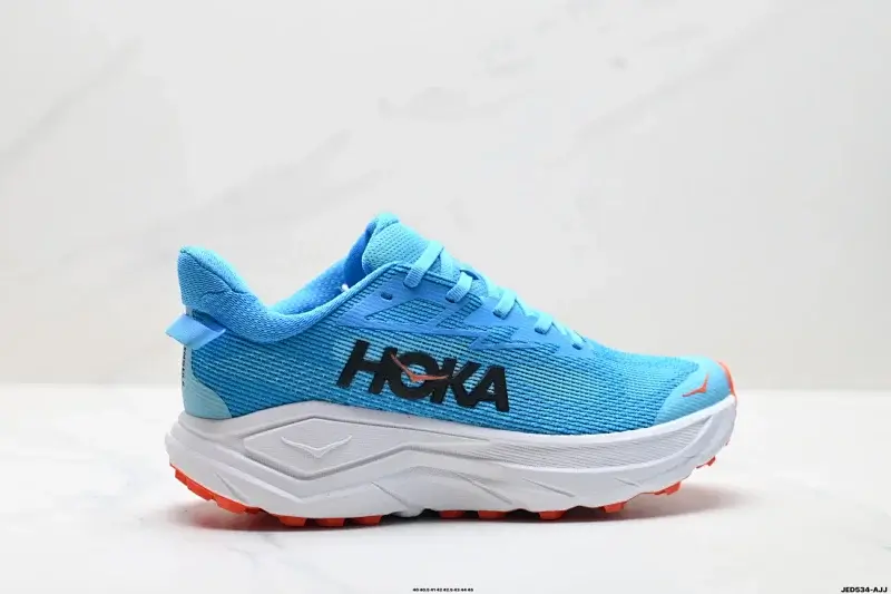 HOKA Blue Running Shoes with White Midsole & Orange Outsole