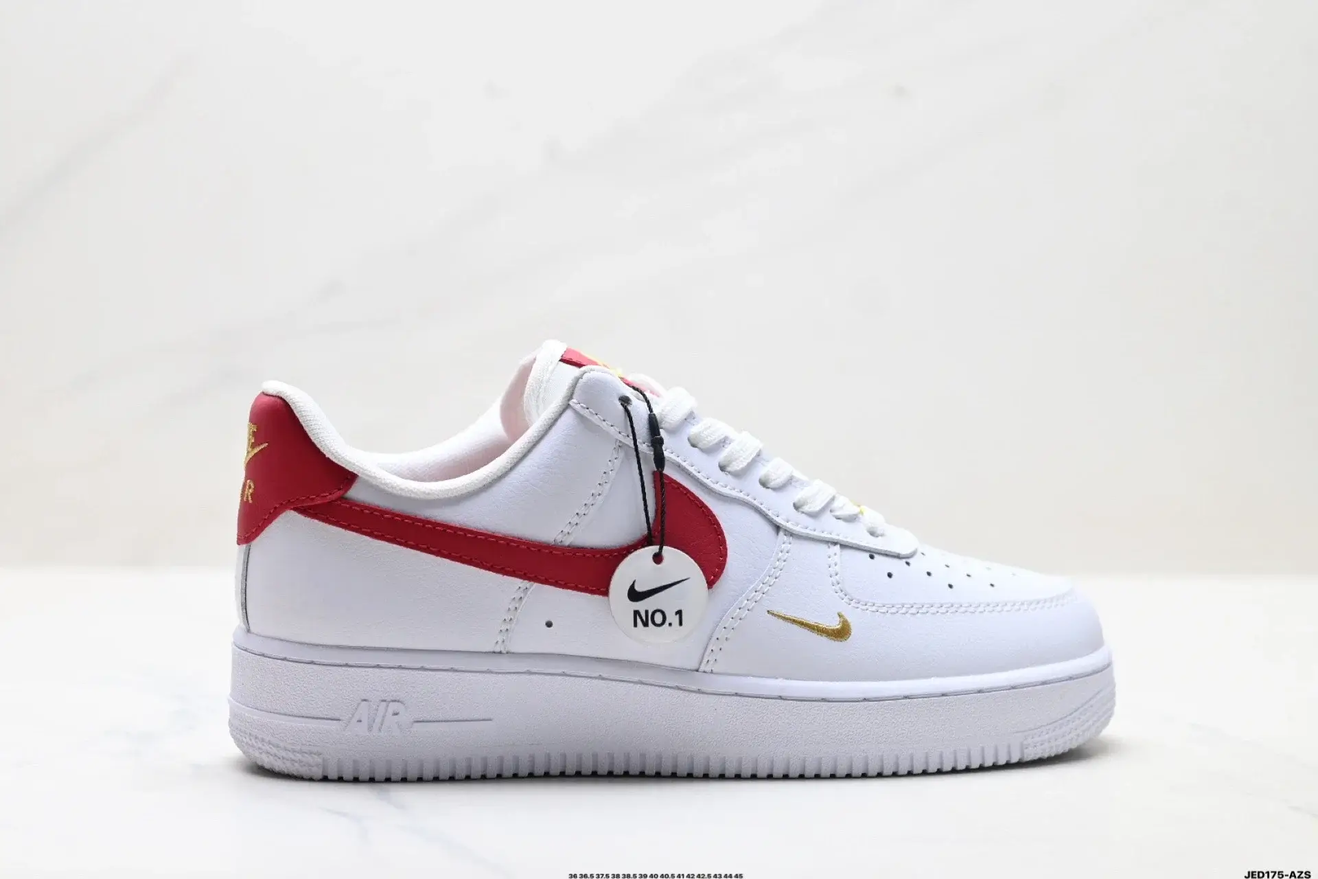Nike Air Force 1 Low White Red Gold No.1 Tag