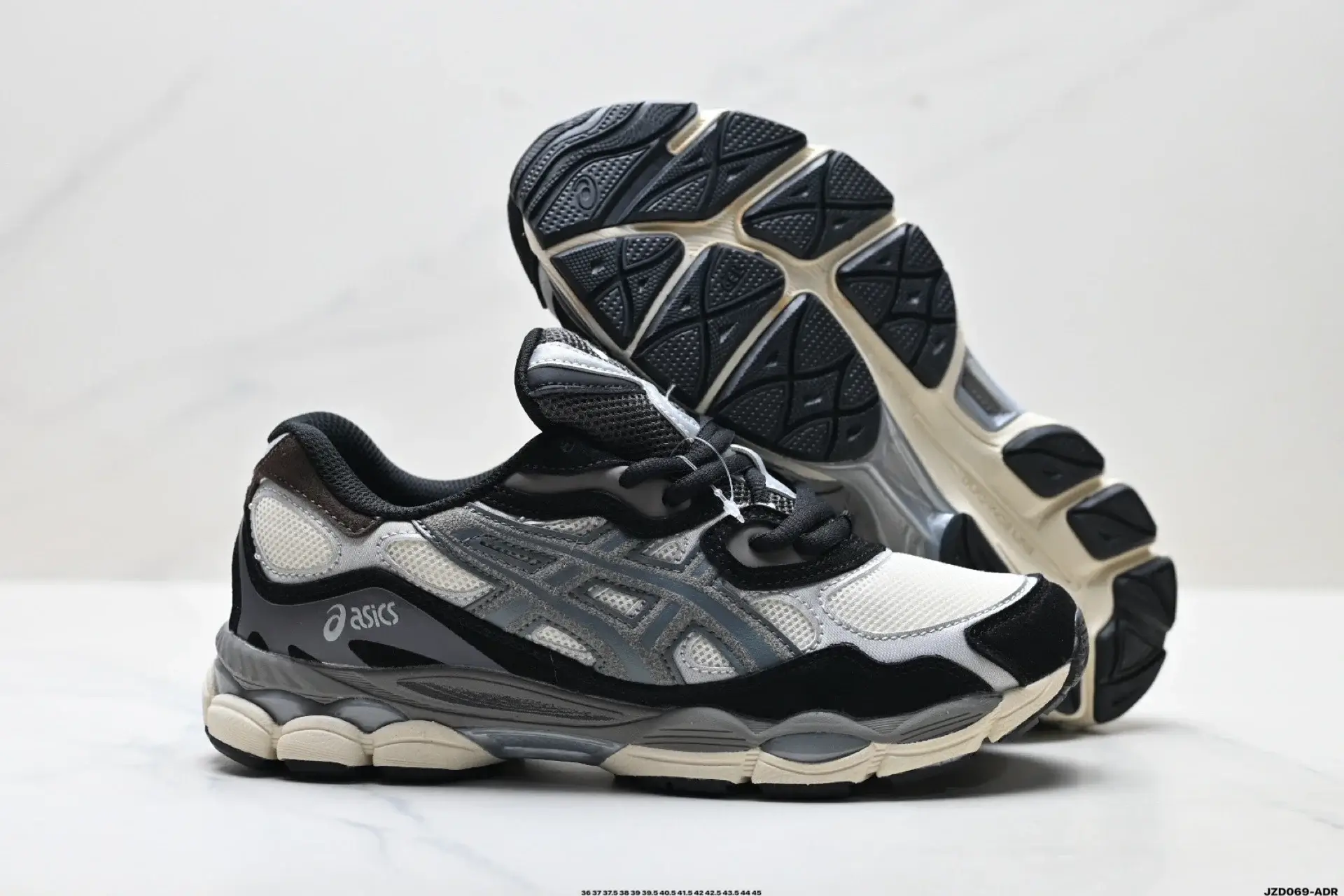 Asics Black White Gray Mesh Athletic Shoes